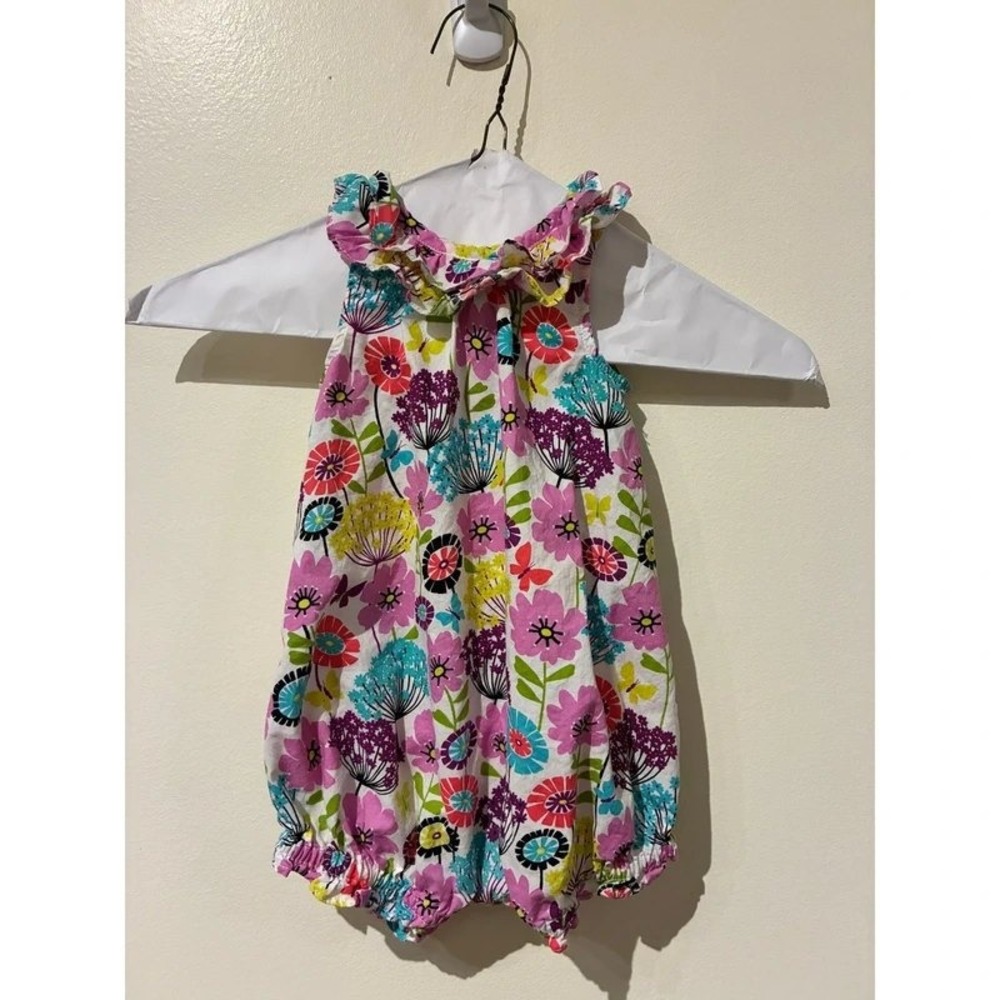 Vera Bradley Baby Floral Ruffle Bubble Romper Multicolor Cotton 6-9 Months